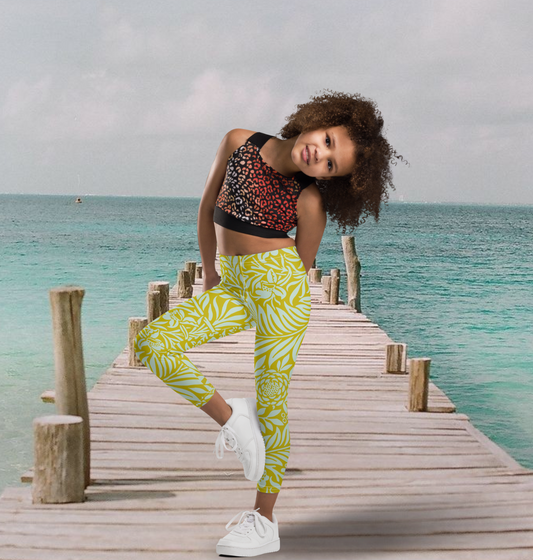 Young girl wearing Maison Aria Leggings and posing on a ramp