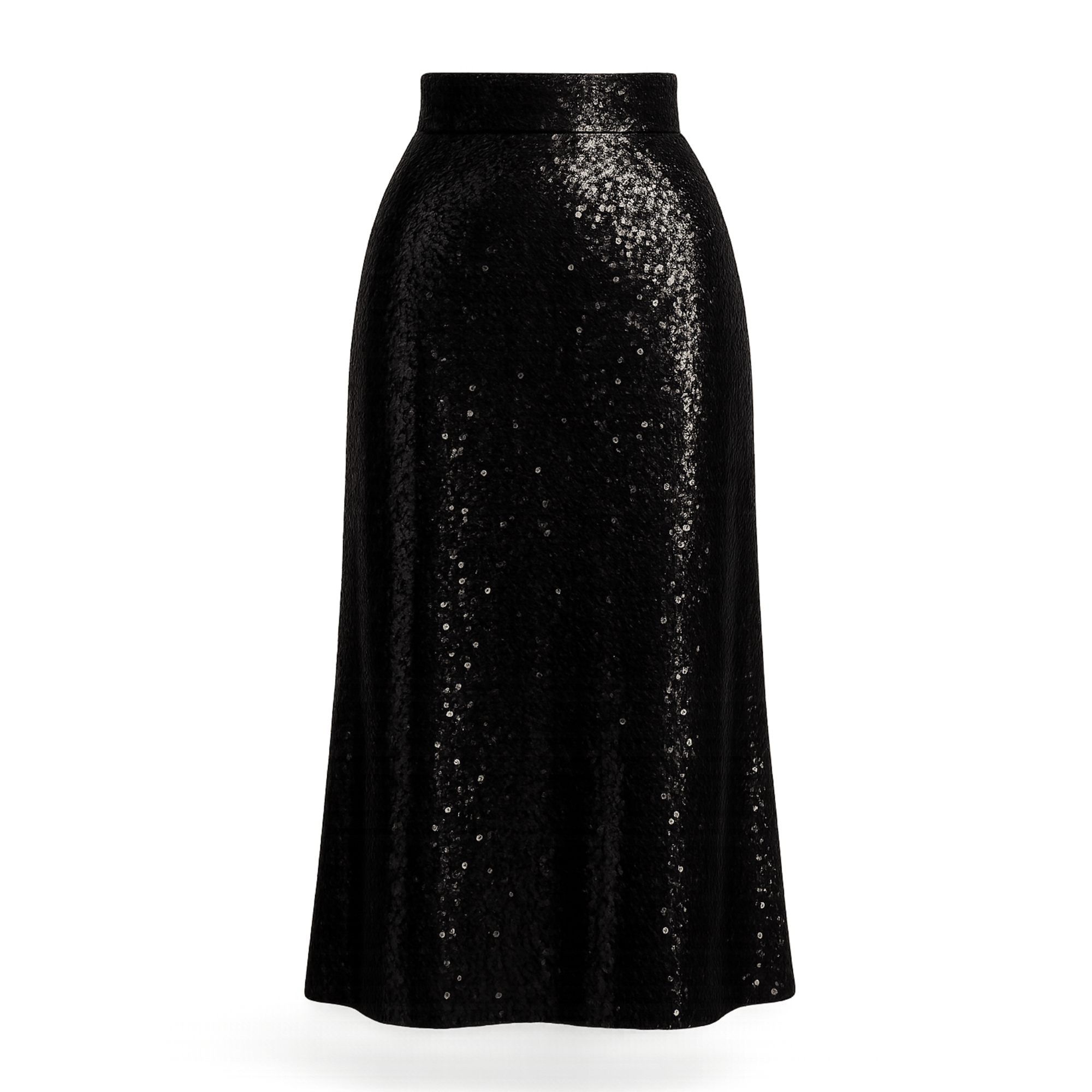 Black sequin skirt on a white background