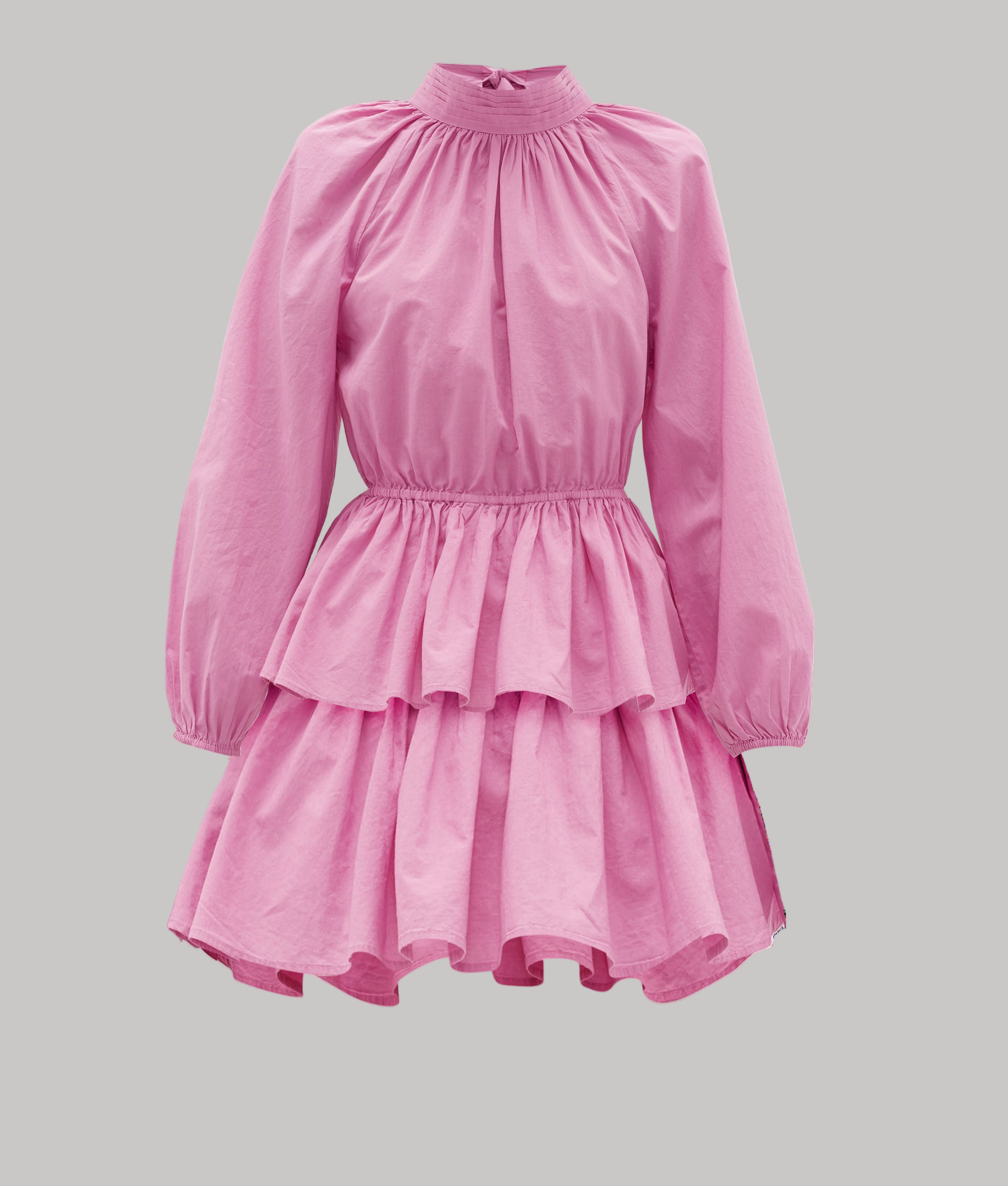 Pink dress with long sleeves on a white background