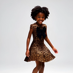 Leona Velvet Bow Leopard Dress