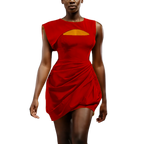 Obi Draped Bubble Mini Silk Dress