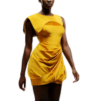 Obi Draped Bubble Mini Silk Dress