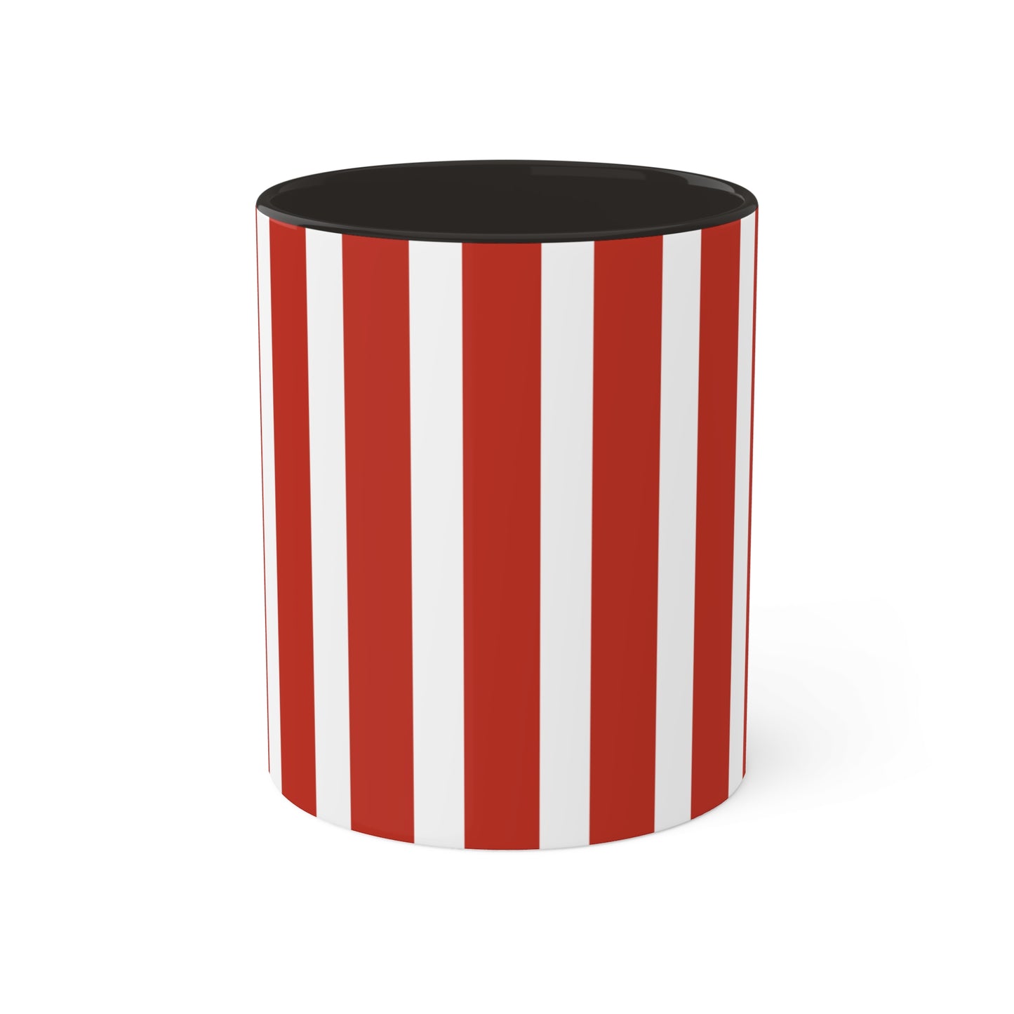 Vibrant Red & White Striped Ceramic Mug