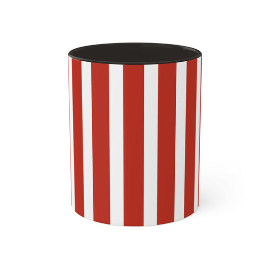 Vibrant Red & White Striped Ceramic Mug