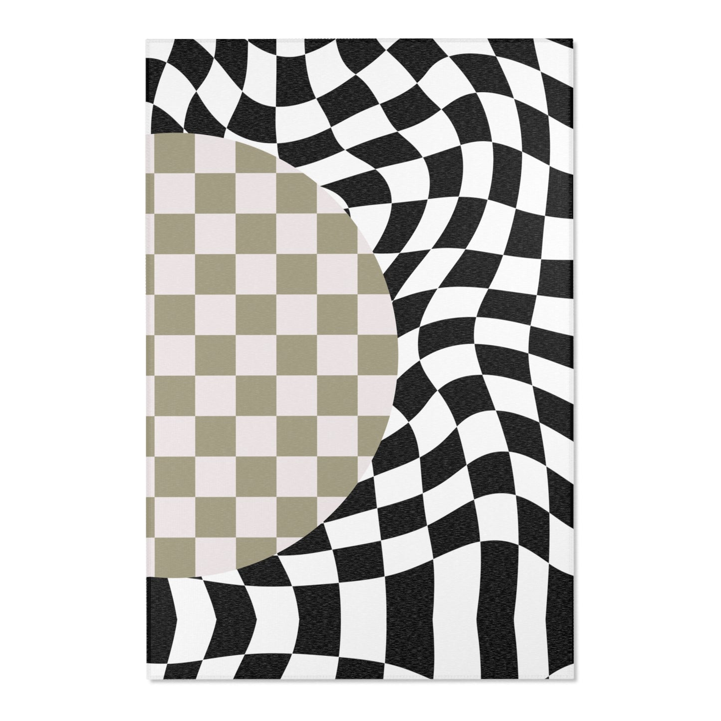 Wavy Illusion Checkered Area Rug