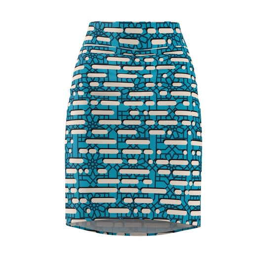 Brick and Mesh Pencil Skirt