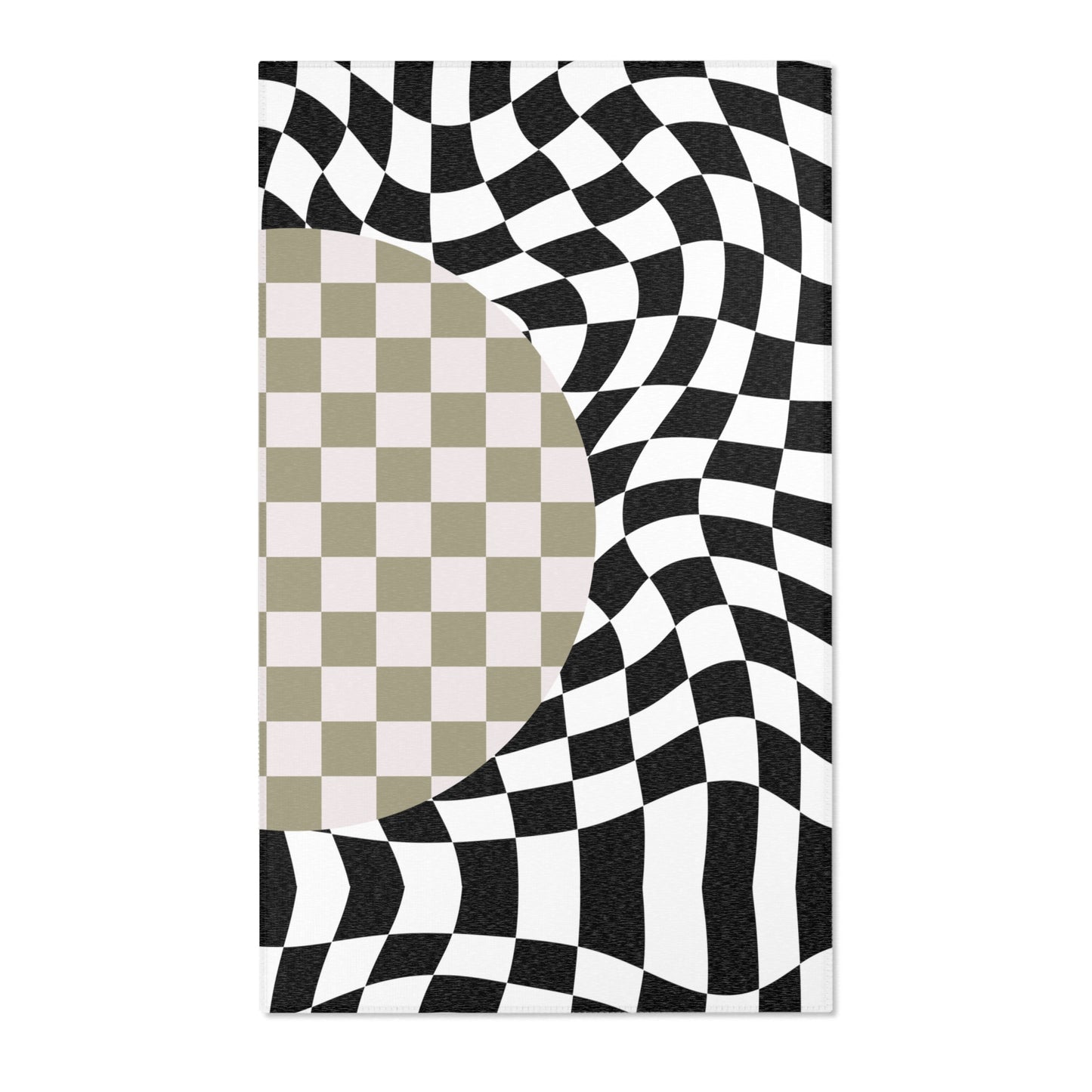 Wavy Illusion Checkered Area Rug