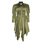 Abena Ruched Silk Shirt Dress