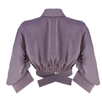 Purple jacket with a tie waist on a white background