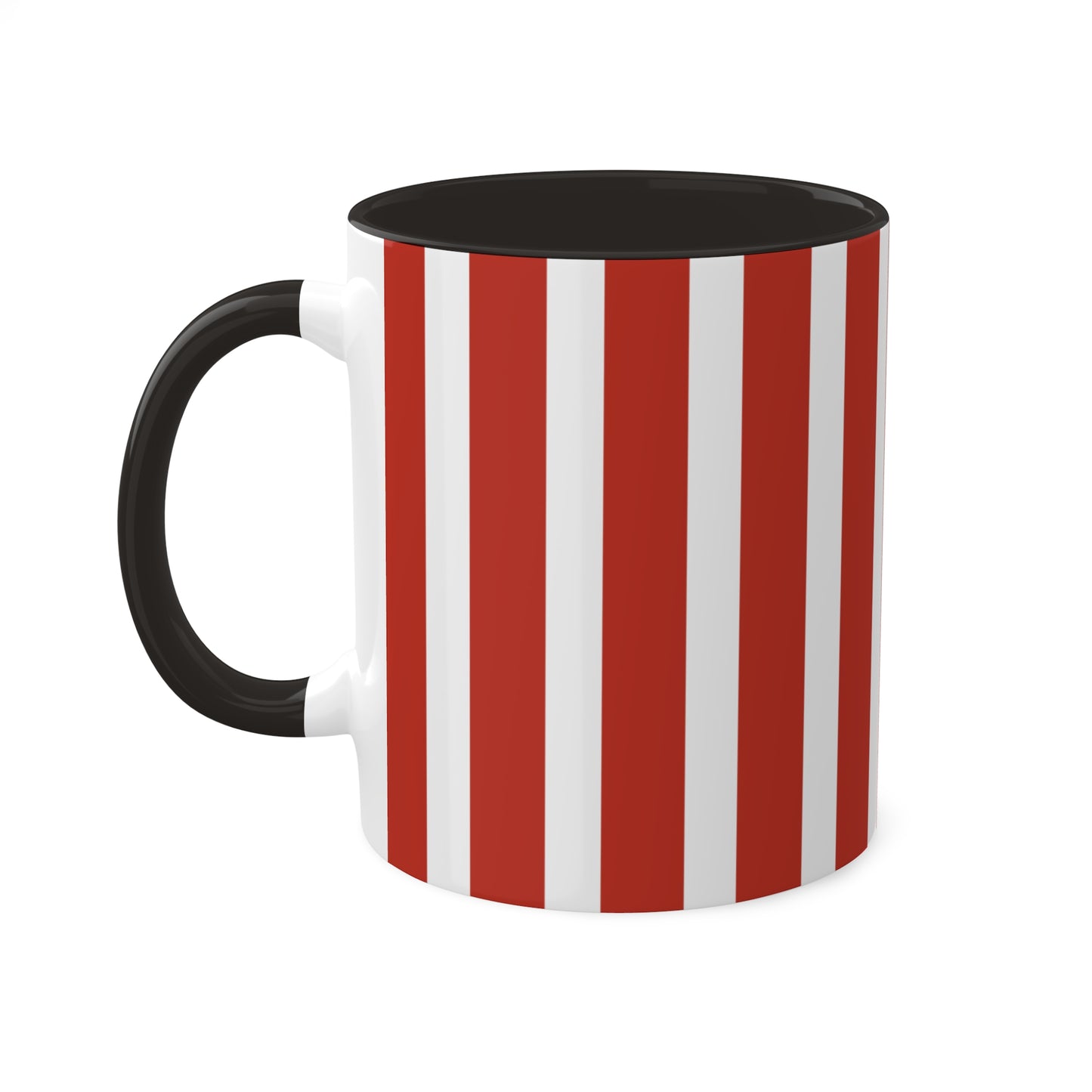 Vibrant Red & White Striped Ceramic Mug