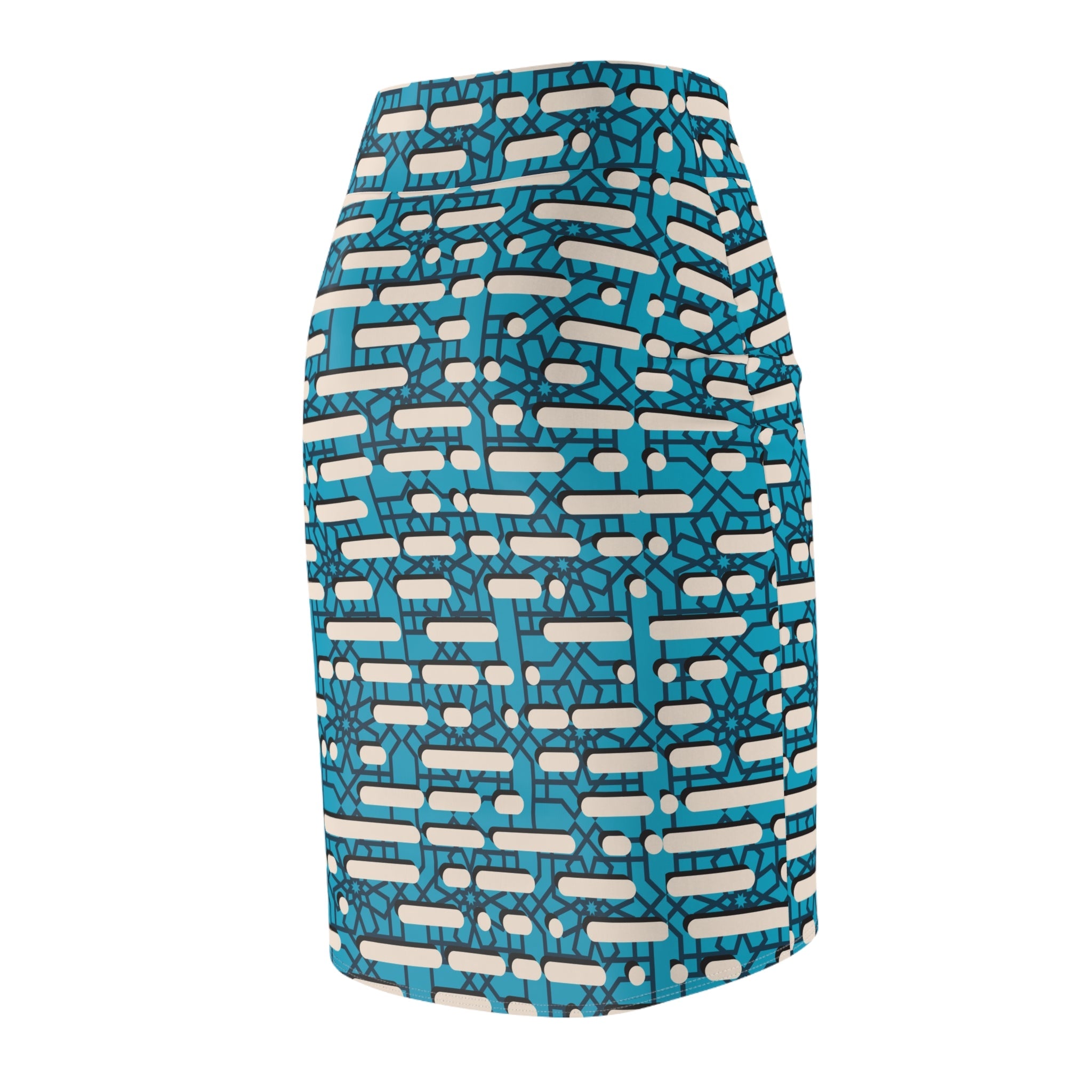 Brick and Mesh Pencil Skirt