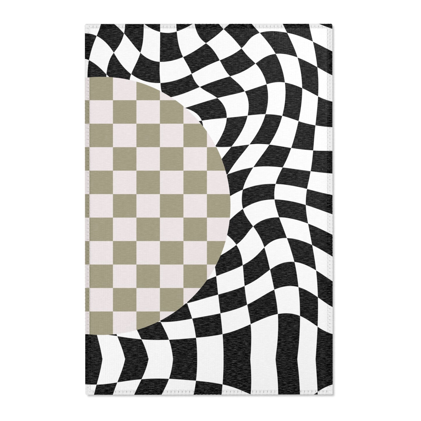 Wavy Illusion Checkered Area Rug