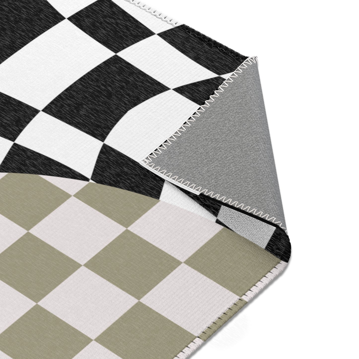 Wavy Illusion Checkered Area Rug