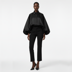 Lolo Balloon Sleeve Ruffle Crop Blouse