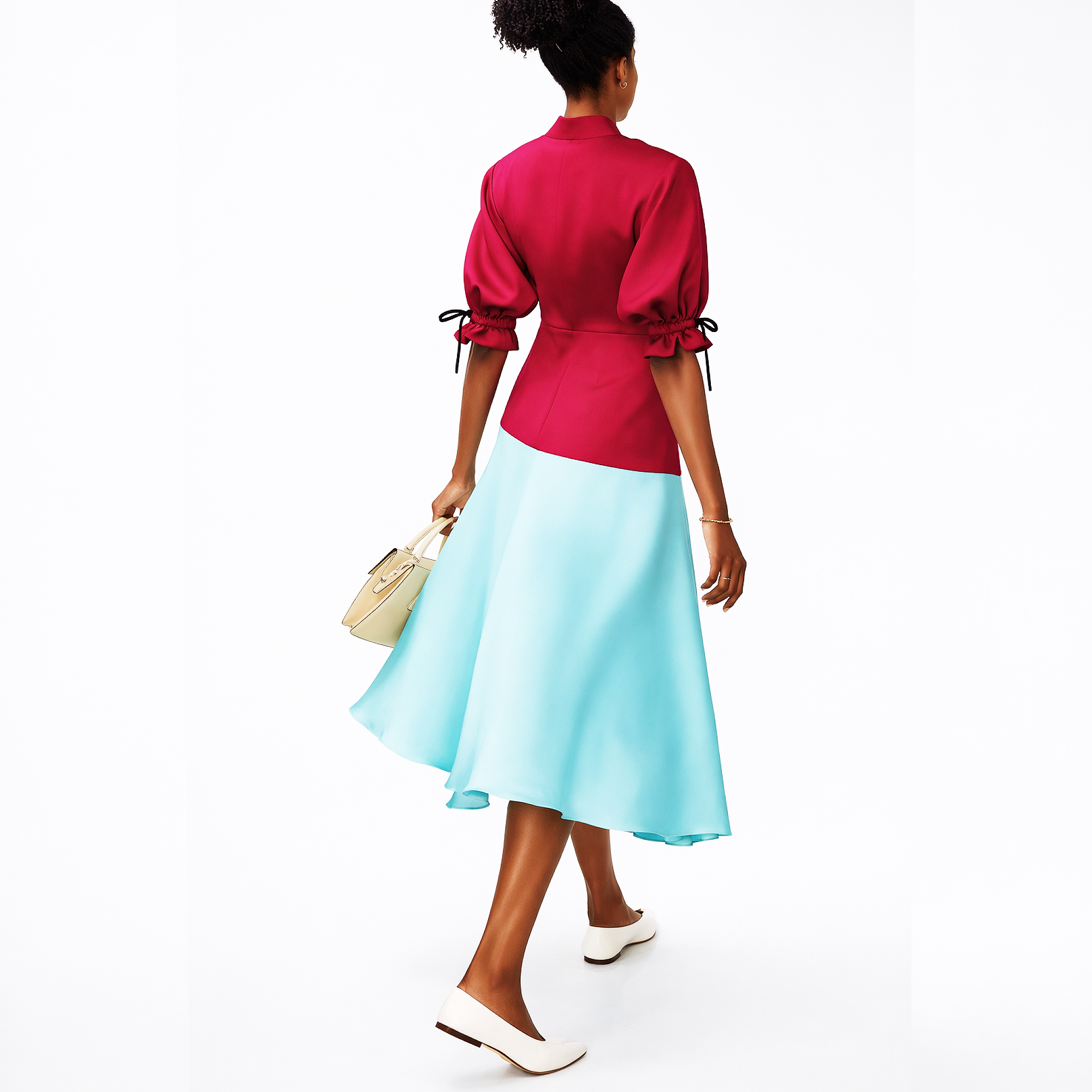 LUMINA Two-Tone Wrap Midi Dress