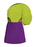 Green and purple top on a white background