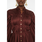Abena Ruched Silk Shirt Dress