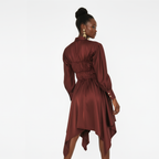 Abena Ruched Silk Shirt Dress