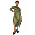 Abena Ruched Silk Shirt Dress