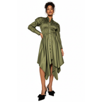 Abena Ruched Silk Shirt Dress