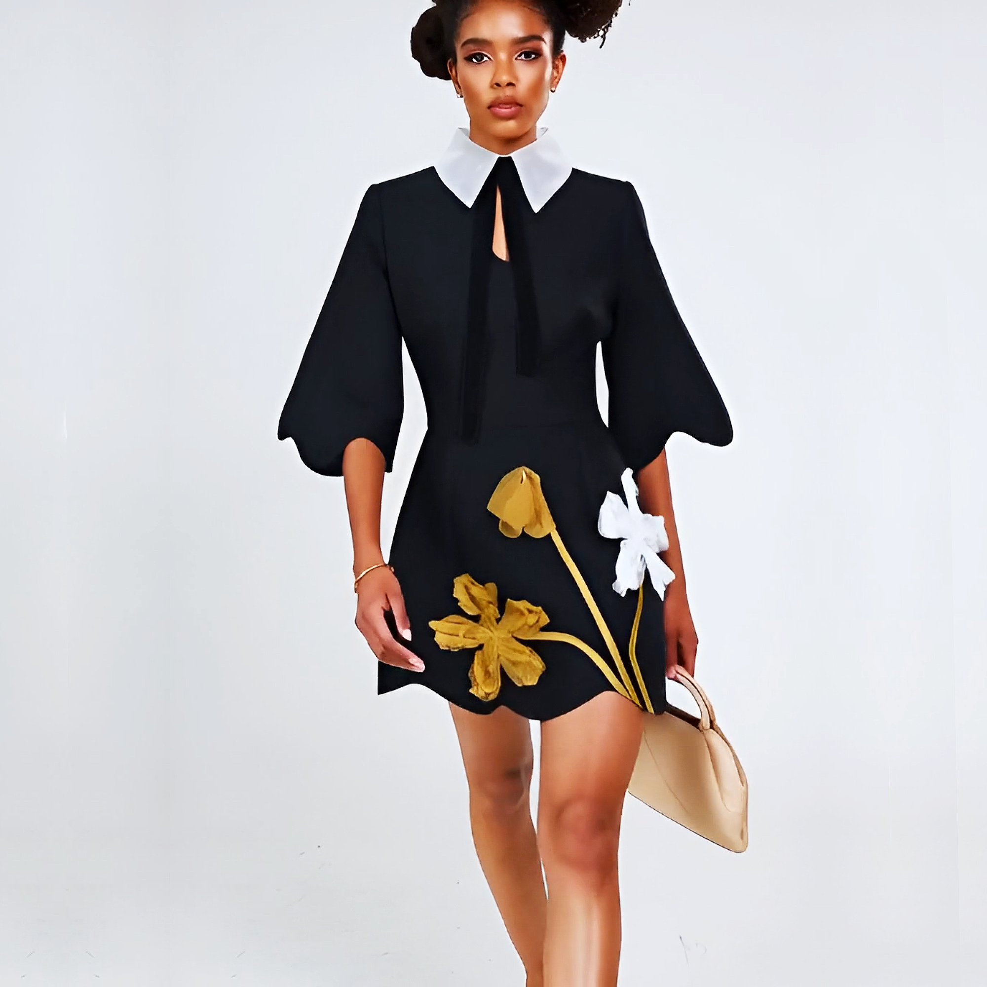 AMARA Floral Collar Mini Dress