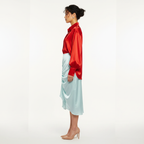 Oma Ruched Drape Silk Midi Skirt