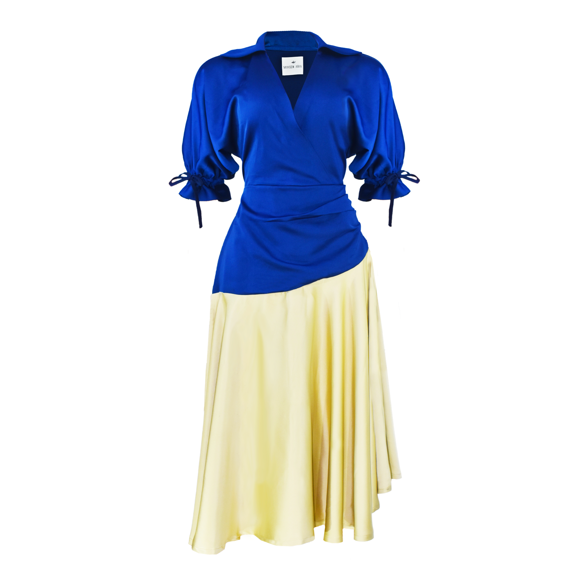 MWANGA Faux Wrap Silk Dress