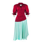 LUMINA Two-Tone Wrap Midi Dress