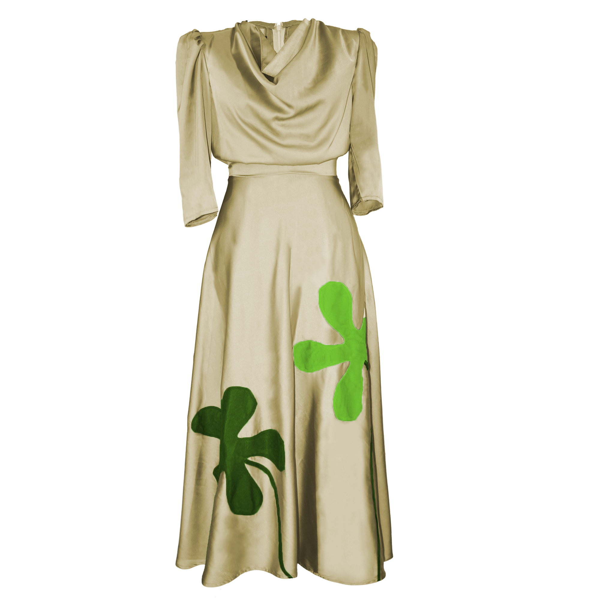 Elan Draped Botanical Silk Dress