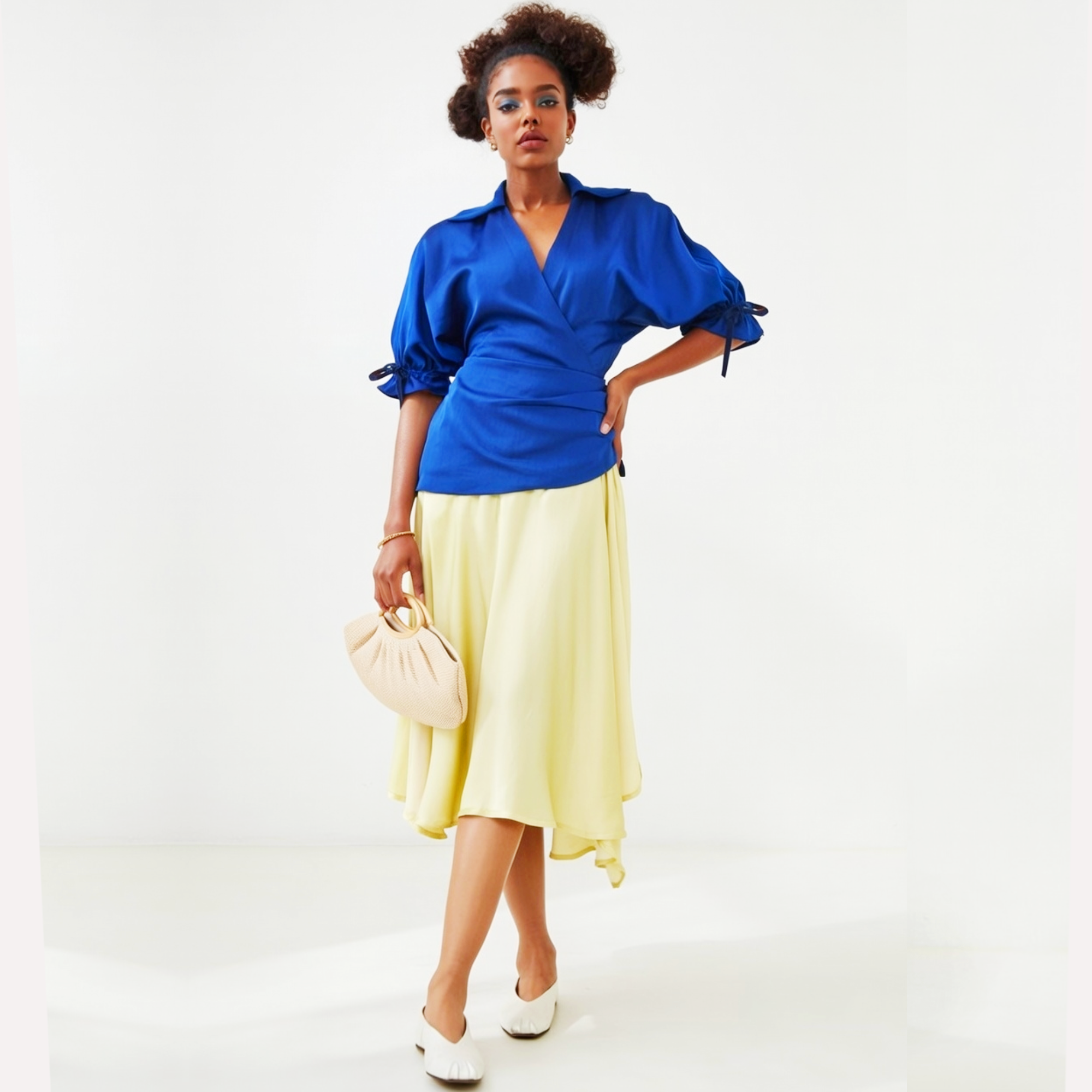 MWANGA Faux Wrap Silk Dress