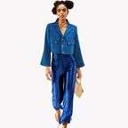 AṢẸ́ Midnight Bell-Sleeve Cropped Blazer