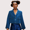 AṢẸ́ Midnight Bell-Sleeve Cropped Blazer