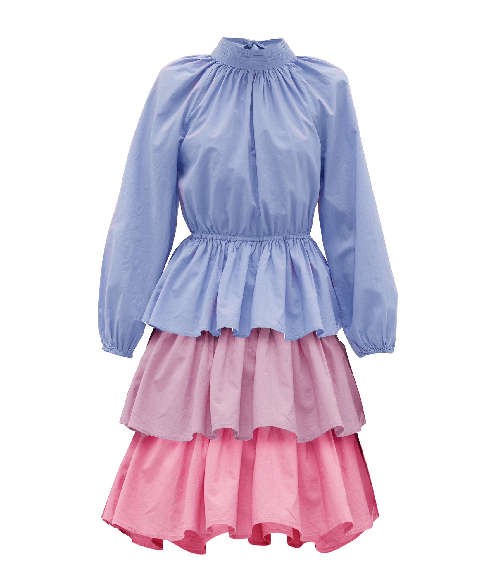 Poplin Tiered Color Block Dress