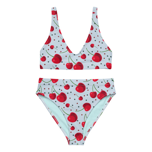 Cherry and Sea Recycled high-waisted bikini