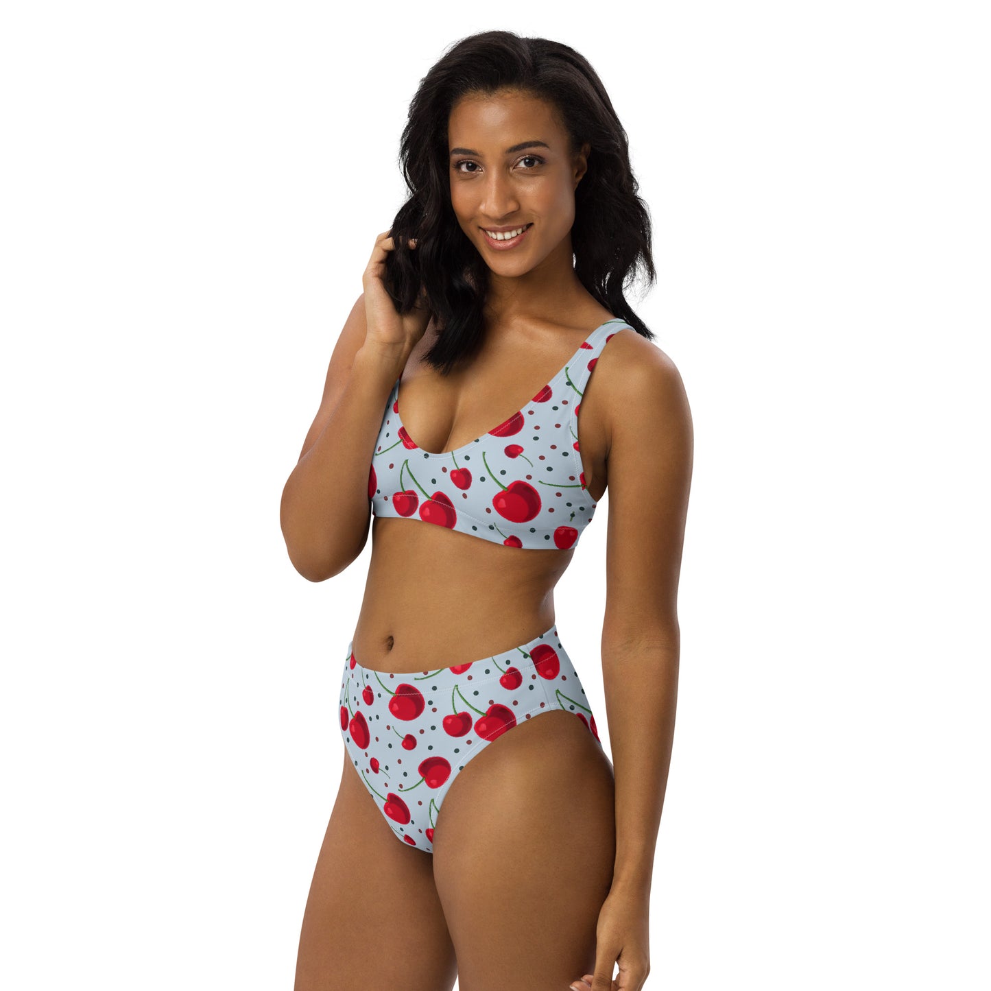 Cherry and Sea Recycled high-waisted bikini