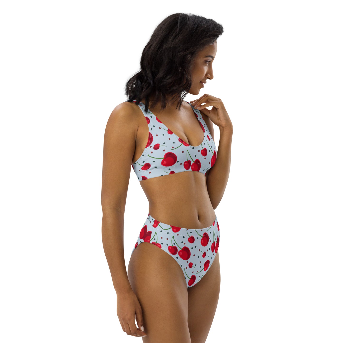 Cherry and Sea Recycled high-waisted bikini