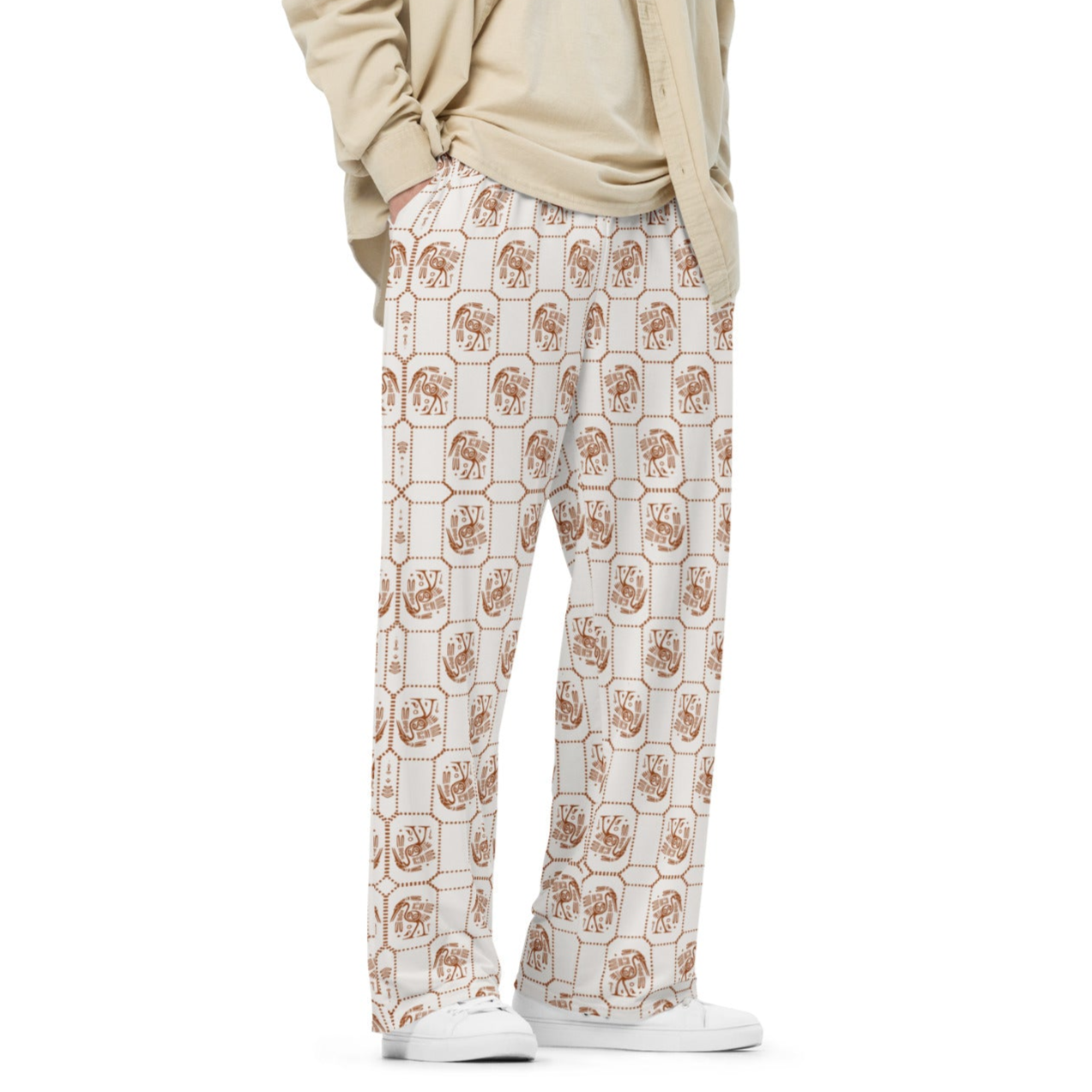 Shiroi Tori print unisex wide-leg pants