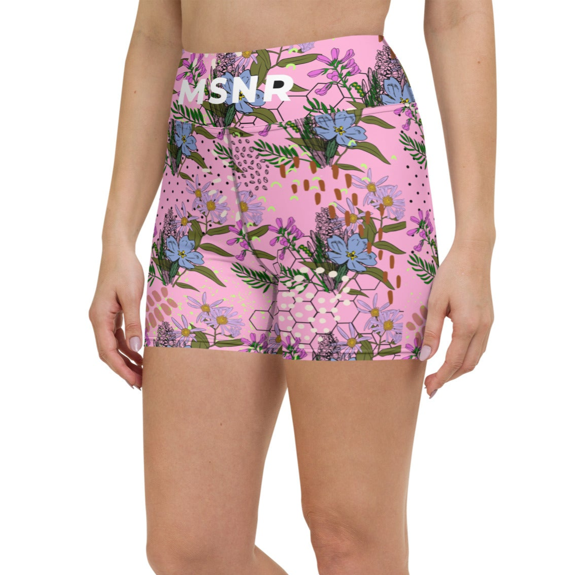 Coral Blossom Yoga Shorts