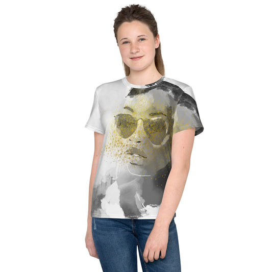 Bold Charcoal Art Youth crew neck t-shirt