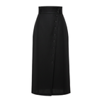 Black button-up skirt on a white background
