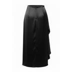 Black satin skirt on a white background
