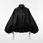 Lolo Balloon Sleeve Ruffle Crop Blouse