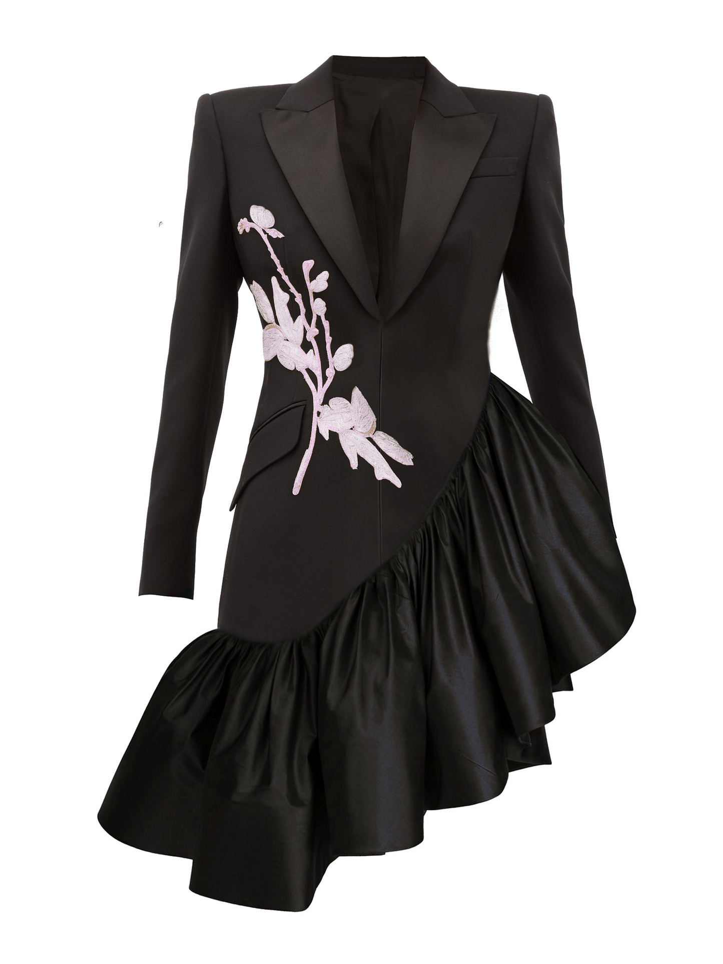 Sequin Petal Embroidered Blazer Dress
