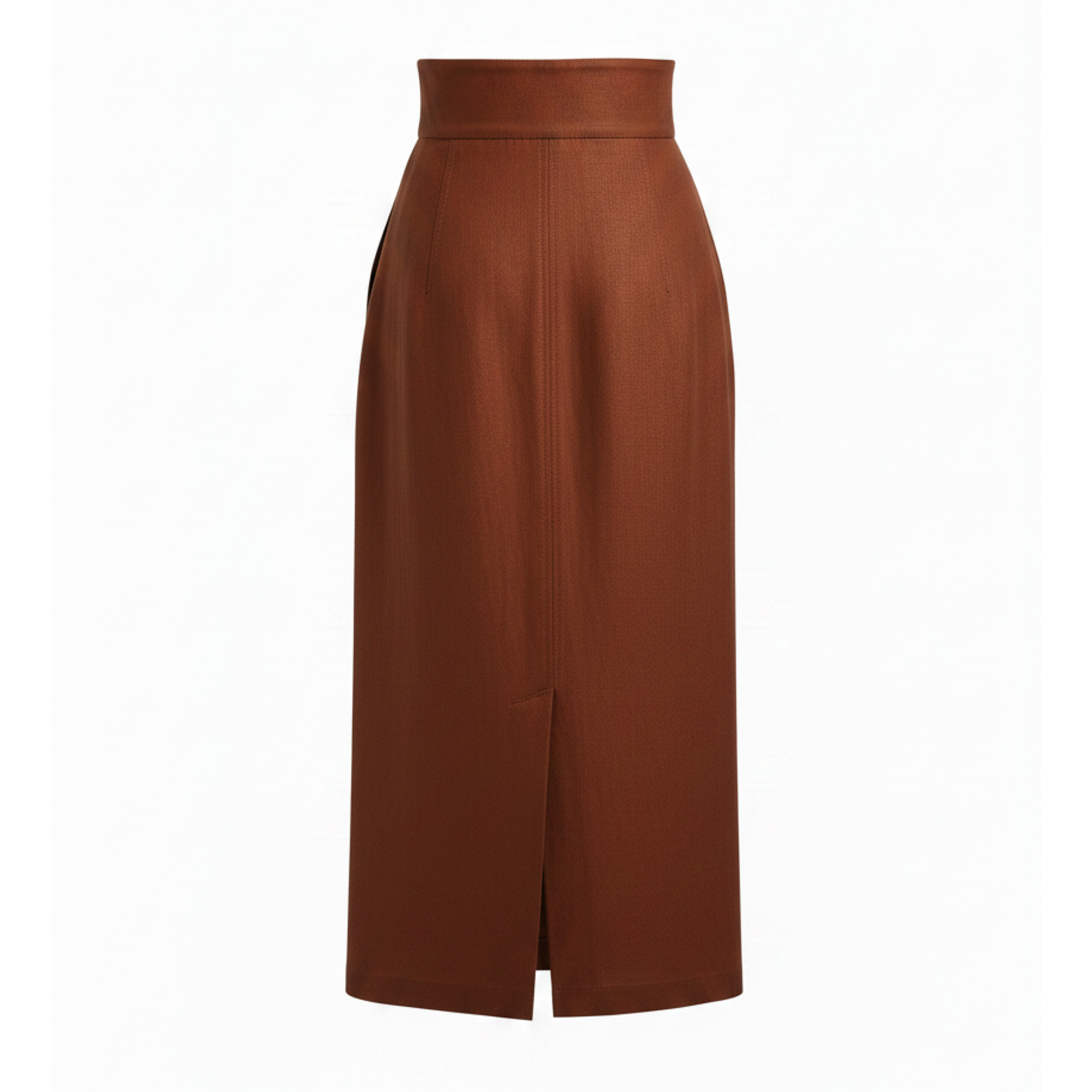 Brown skirt with a slit on a white background