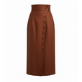 Brown skirt with button details on a white background