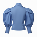 Blue blouse with puffed sleeves on a white background