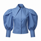 Blue blouse with puffed sleeves on a white background