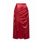 Oma Ruched Drape Silk Midi Skirt