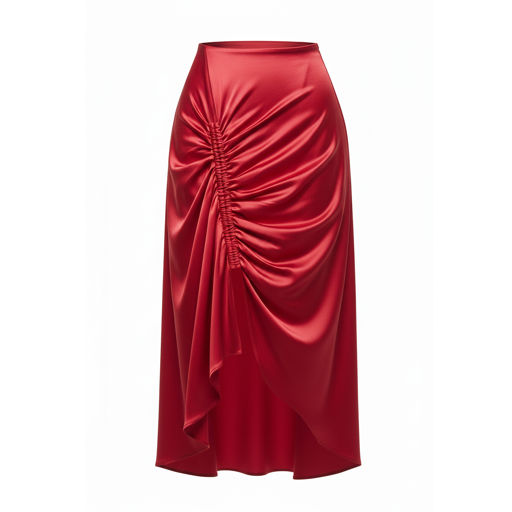 Oma Ruched Drape Silk Midi Skirt