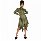 Abena Ruched Silk Shirt Dress